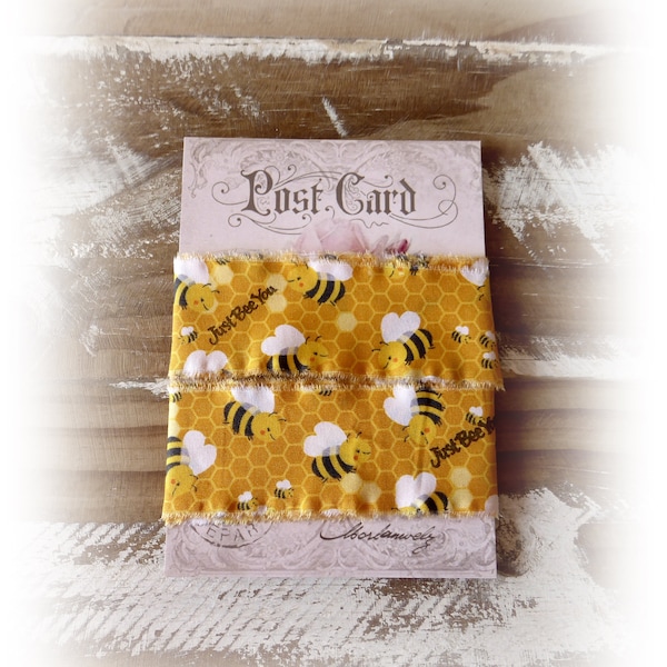 Just Bee You hand stamped and frayed ribbon