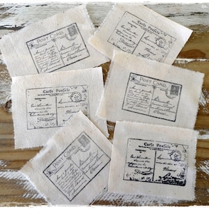 Lot de 6 motifs de cartes postales estampés à la main, lot n°8