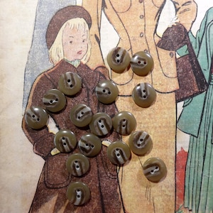 20 vintage marbled brown buttons, 16 mms