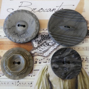 Six vintage grey art deco buttons, large buttons image 2