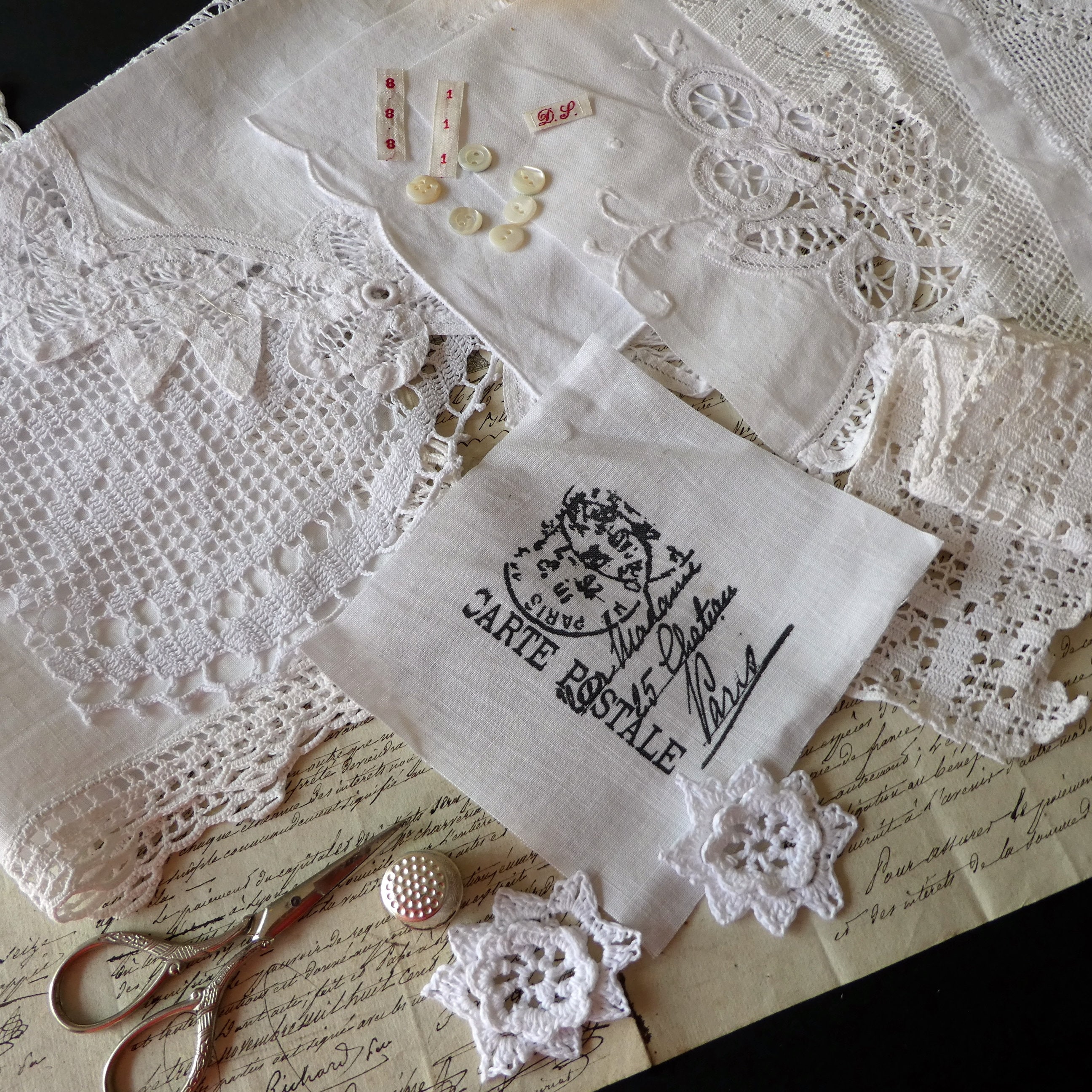 White Vintage Linen Pieces Inspiration Pack Fabric Junk Etsy