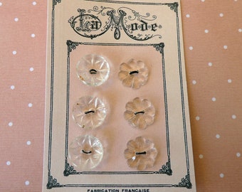 Six vintage glass buttons