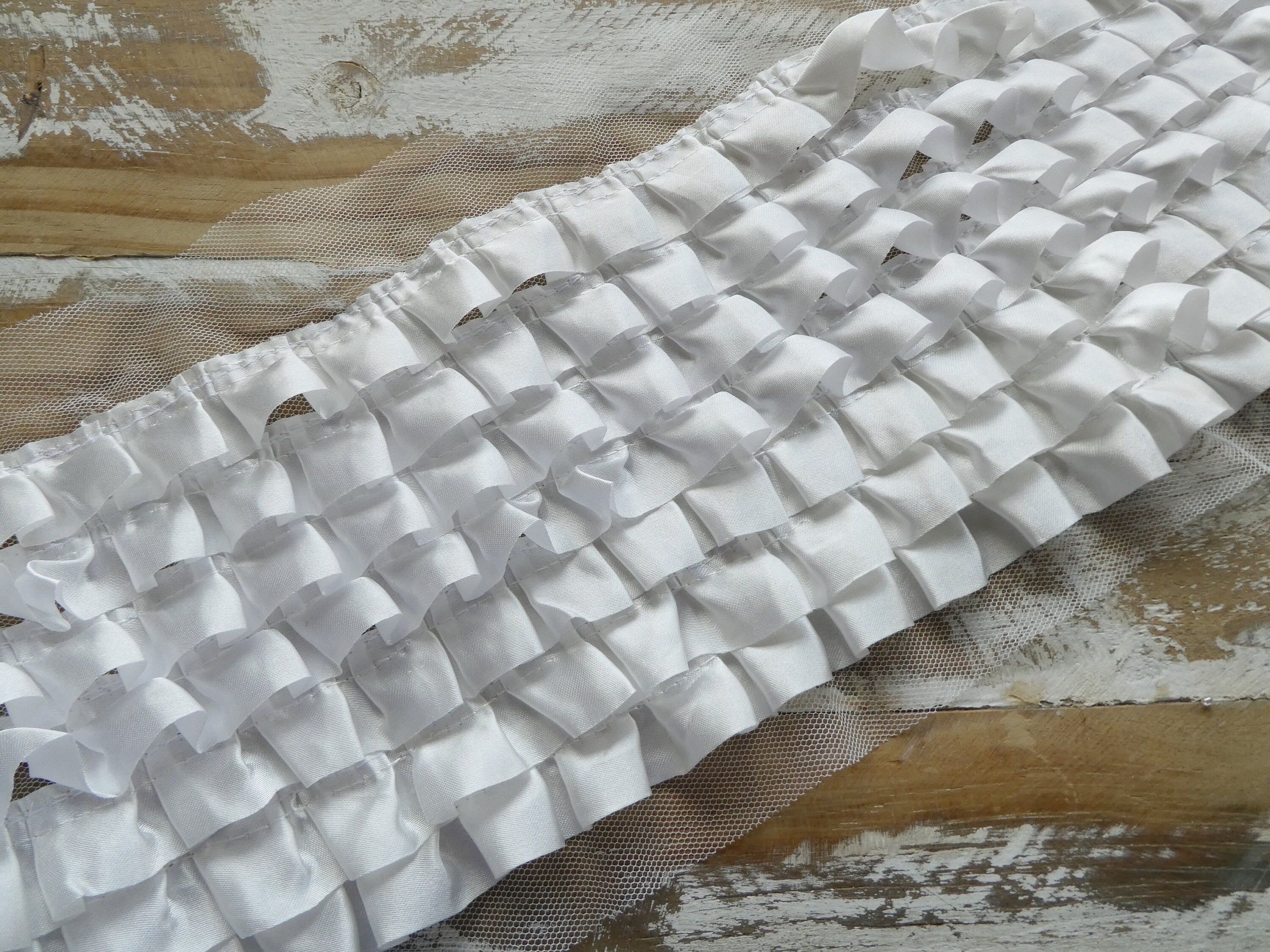 Ruffled White Satin Trim 21.5 Cms Wide by Half Metre - Etsy Australia