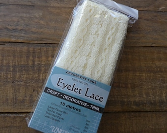 Vintage nylon eyelet lace, 3 cms wide, 15 metres