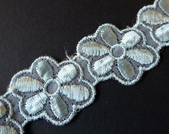 Vintage blue daisy trim, 5 metres, 25 mms wide