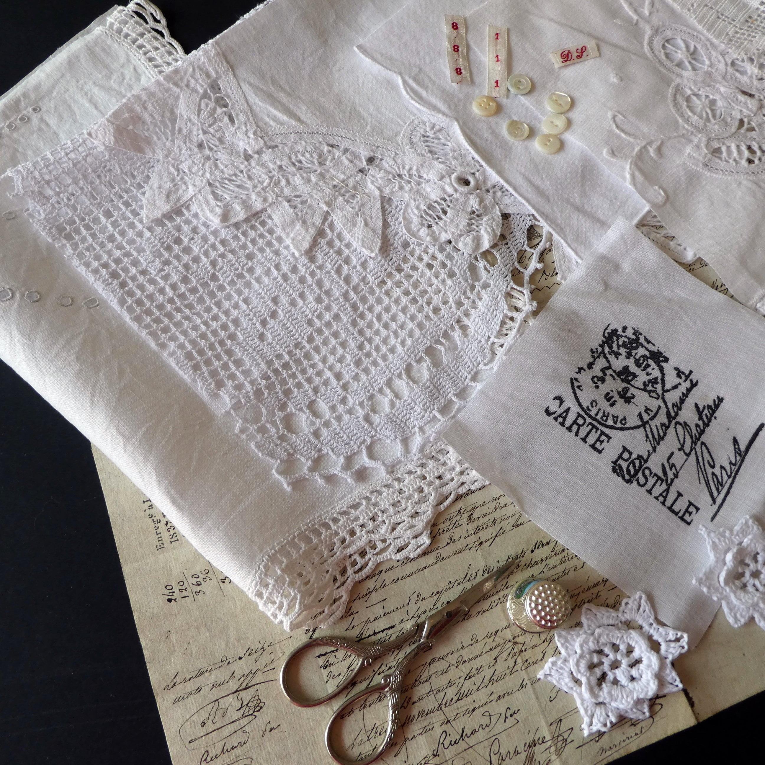 White Vintage Linen Pieces Inspiration Pack Fabric Junk Etsy