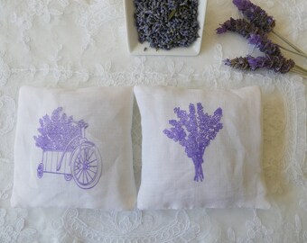 White lavender sachets filled with organic Australian lavender