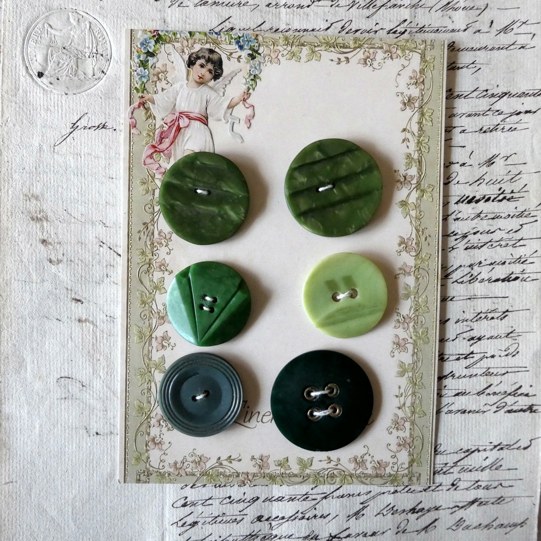 Vintage Green Buttons, One Inch Buttons Etsy