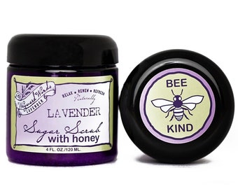 Lavender Sugar with Honey Exfoliating Body Scrub | Oregon Locally Grown Small Batch Handcrafted Premium Grosso Lavender Skincare
