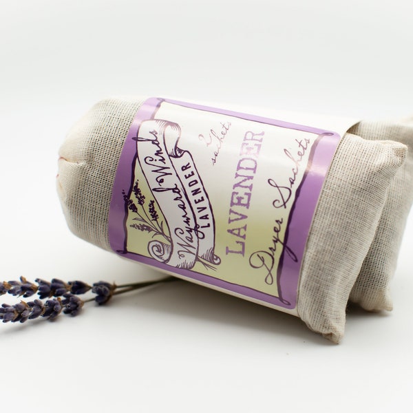 Oregon Locally Grown Small Batch Hand-Crafted Premium Grosso Lavender | Dryer Sachets Lavender - 2 pack