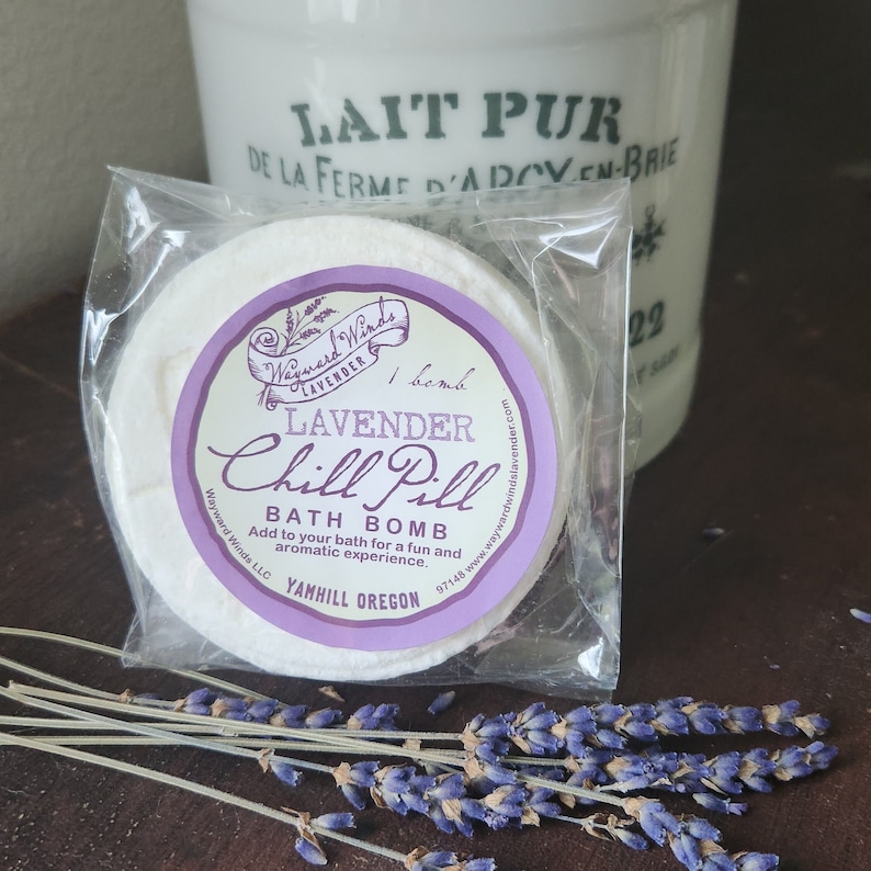 Lavender Bath Bomb | Oregon Locally Grown Small Batch Handcrafted Premium Grosso Lavender Bath Fizz, Bath Soak, Spa, Aromatherapy, Dye Free image 1
