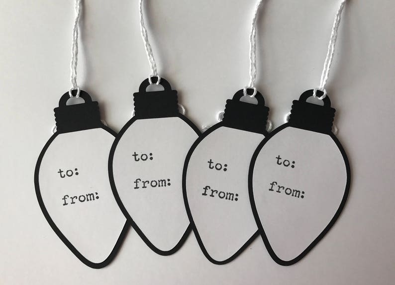 12 Christmas Light Bulb Gift Tags Handmade Christmas Gift Etsy