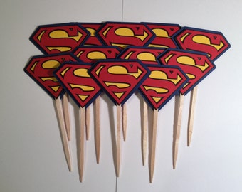 Superman Cup Cake Toppers - Set of 12