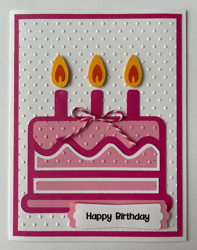Handmade Birthday Cake A2 Card Happy Birthday Candles Cake Etsy