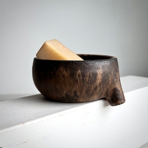 MADE TO ORDER Brown Rustic Soapdish with strainer for bathroom sink, ceramic, pottery, handmade, soap dish, soap sponge tray, spongedish