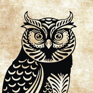 Owl on Branch SVG Printable Clipart Cutting and Engraving file, SVG Owl Wall Art Decorative Desifn
