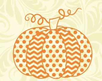 Polka Dot and Chevron Pumpkin -svg -ai -dxf -cdr -eps -jpeg -png -pdf -wmf -docx -Iron on Transfer  -Cricut -Vinyl Cutting -Laser Engraving
