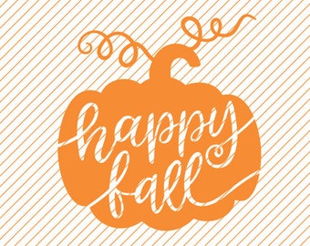 Happy Fall on Pumpkin Silhouette Clipart - svg -dxf -cdr -eps -png - pdf - Iron on Transfer - Cricut file - Vinyl Cutting - Laser Engraving