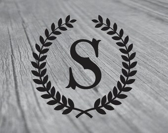 Letter S with Laurel Wreath SVG Clipart Initial svg Cricut Elegant Logo Cameo Monogram Font SVG Monogram Laser Engraving for DIY projects