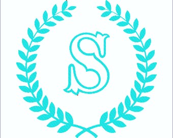 Embroidery Fonts PES Encircled by Laurels Wreath for Machine Embroidery, Monogram pes jef xxx dst exp hus vip vp3