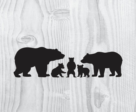 Mama Bear Papa Bear Svg Three Cubs Silhouette Svg Clipart Iron Etsy