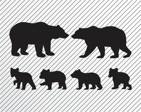 Bear Family Svg Father Mother And Four Cubs Iron On Transfer Etsy