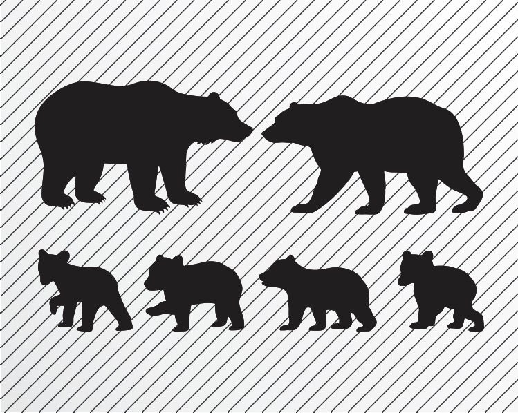 Download Bear Family Svg Father Mother And Four Cubs Iron On Transfer Etsy