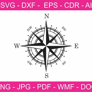 Compass Rose Design SVG Clipart Printable Iron on Transfer Cricut Cutting Laser Engraving file, Compas Rose DIY house warming gift decor