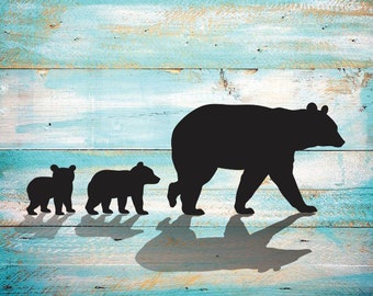 Mama Bear SVG  two Cubs Silhouette Clipart Iron on Bear Cub Clipart Cricut Cutting Bear Cub svg Laser Engraving Bear Cubs SVG