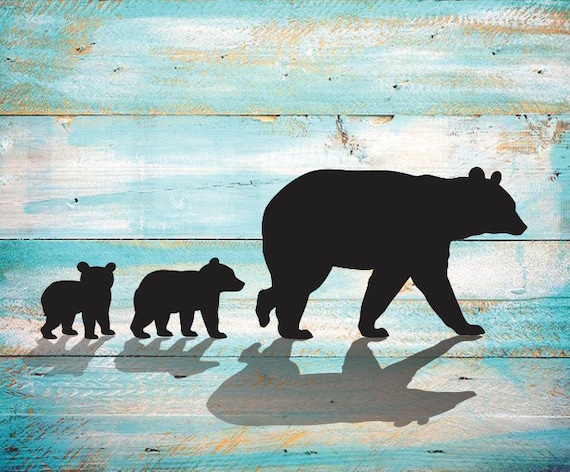 Download Mama Bear SVG two Cubs Silhouette Clipart Iron on Bear Cub ...