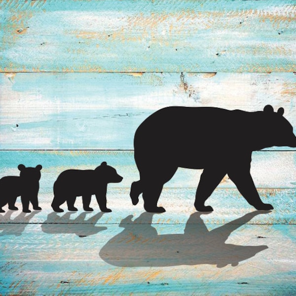 Mama Bear SVG  two Cubs Silhouette Clipart Iron on Bear Cub Clipart Cricut Cutting Bear Cub svg Laser Engraving Bear Cubs SVG