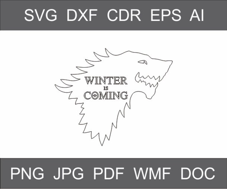Download SVG Winter is Coming Clipart Wolf png Iron on Transfer Winter | Etsy