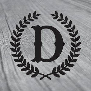 Letra D SVG con corona de laurel, diseño Cricut SVG, clipart, monograma G, cameo, logotipo elegante, monograma, proyectos de bricolaje, corte láser D, SVG