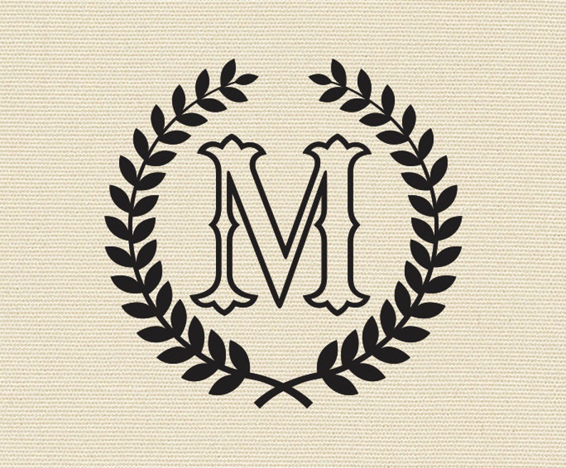 Download Letter M with Laurel Wreath Cricut SVG Design Clipart Monogram | Etsy
