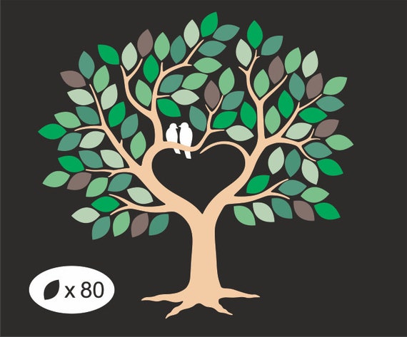 Download 80 Leaves Wedding Guest Book Svg Clipart Tree With 80 Leaves Etsy