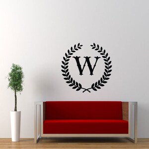 Letra W con corona de laurel Cricut SVG Diseño Clipart Monograma W SVG Cameo Elegante Logotipo SVG Monograma para proyectos de bricolaje Corte láser W SVG