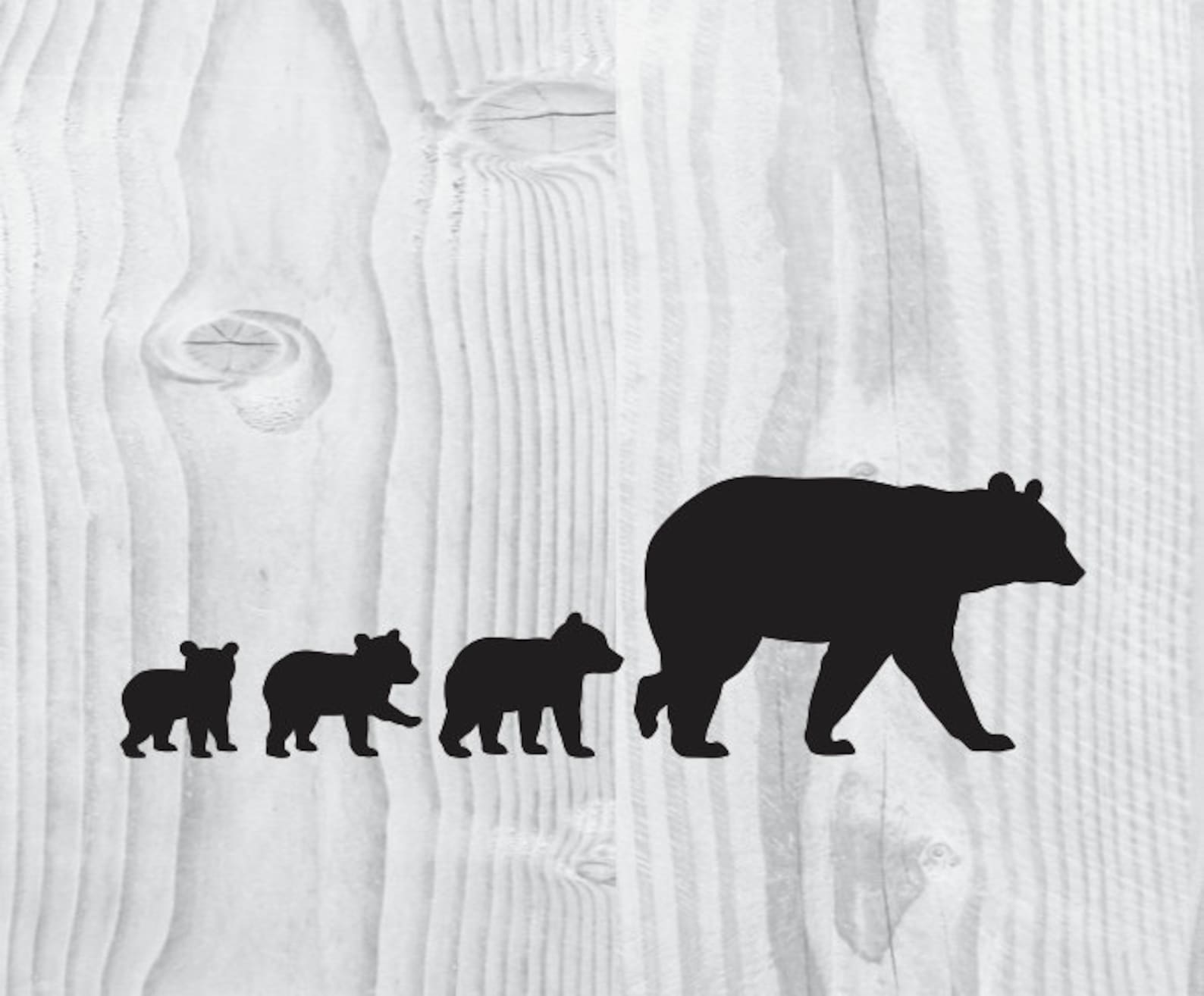 Mama Bear SVG Three Cubs Silhouette Clipart Iron on Bear Cub | Etsy