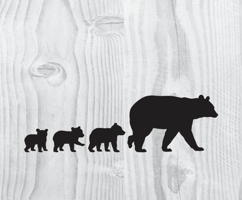 Download Mama Bear SVG Three Cubs Silhouette Clipart Iron on Bear ...