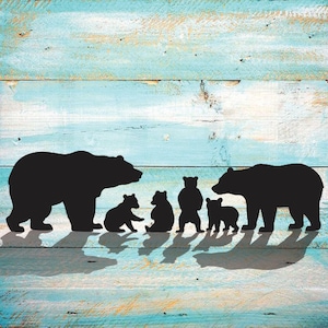 Maman ours papa ours SVG quatre oursons Silhouette SVG Clipart fer sur ourson Clipart Cricut coupe ourson svg gravure laser oursons