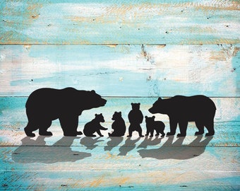 Mama Bear Papa Bear SVG Four Cubs Silhouette SVG Clipart Iron on Bear Cub Clipart Cricut Cutting Bear Cub svg Laser Engraving Bear Cubs