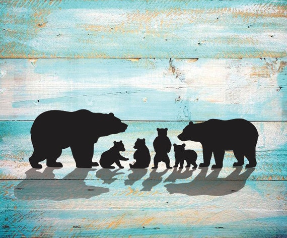 Download Mama Bear Papa Bear Svg Four Cubs Silhouette Svg Clipart Iron Etsy