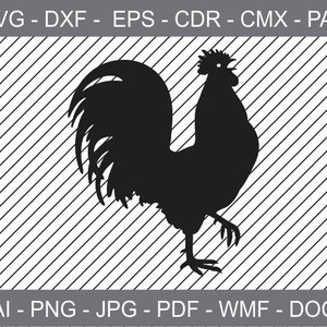 Crowing Rooster - Printable Clipart - Iron on Transfer -  Laser Cutting and Engraving file - Cricut file - Cameo Silhouette file - SVG - DXF