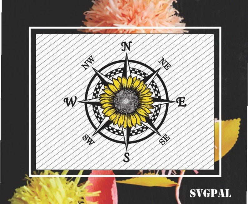 Download Sunflower Compass Rose SVG Clipart Iron on Transfer file ...