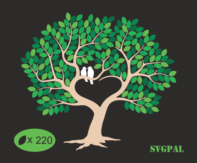 220 Leves Wedding Tree Guest Book Svg Wedding Tree Clipart Etsy