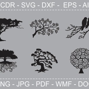 Tree SVG Clipart Tree Silhouette Laser Cutting and Engraving Cricut SVG cutting files