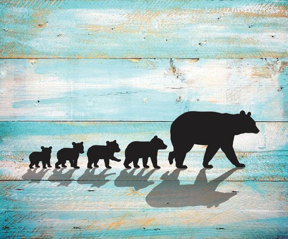 Download Mama Bear Svg Four Cubs Silhouette Clipart Iron On Bear Cub Etsy