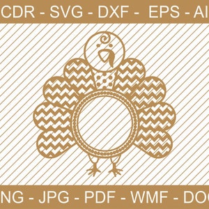 Cheveron Turkey SVG Turkey Monogram SVG Design Turkey Clipart Cricut Turkey clipart Turkey DXF for Laser Cutting