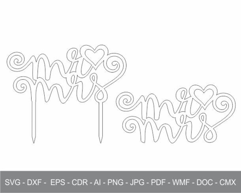 Download Wedding Cake Topper SVG Cricut Vinyl Cutting Mr and Mrs ...