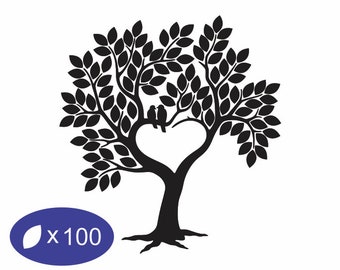 100 Leaves Wedding Tree Guestbook SVG Clipart Tree with 100 Leaves Wedding Tree Print Cricut Cutting Wedding Tree Guest Book Laser Engraving