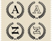 SVG Monogram Font Cricut Cutting Laurel with Capital Letter from A to Z Design Laurel Letter svg Laser Engraving Decorative Letters